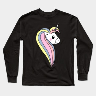 Cute Pink Unicorn Head Girly Pattern Long Sleeve T-Shirt